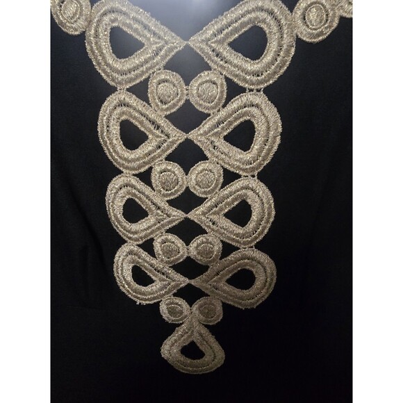 Lilly Pulitzer Black Gold Dress 6 | Style 21065 | Embroidered Cocktail Shift... - Picture 3 of 10